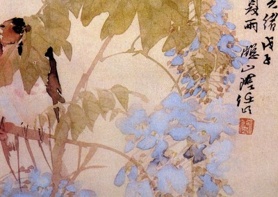 Jen Po-nien Andorinhas em Wistaria, 1888.