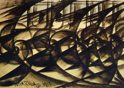Balla, Giacomo. Automóvel correndo, 1913.