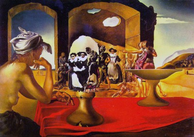 Dali, Salvador. Mercado de escravos com aparição do busto de Voltaire, 1940.